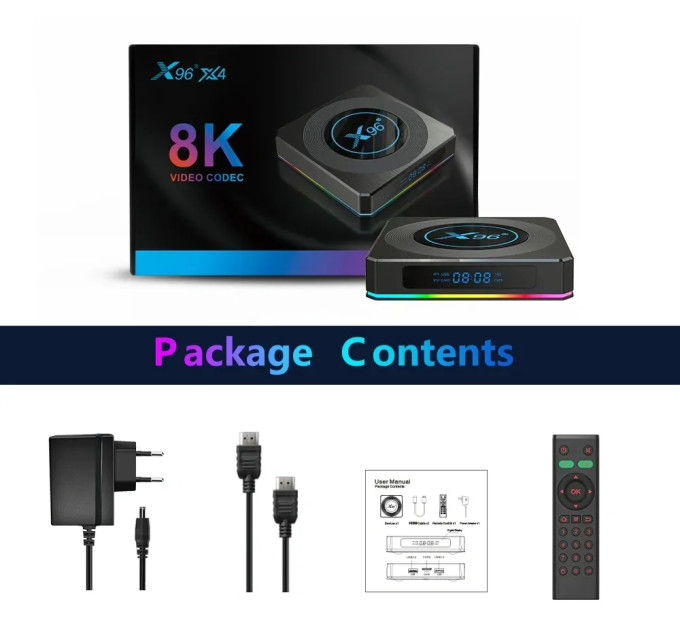 X96 X4 Smart TV Box (S905X4, 4/32G, Android 11, Bluetooth, Wi-Fi 2.4G+5G)