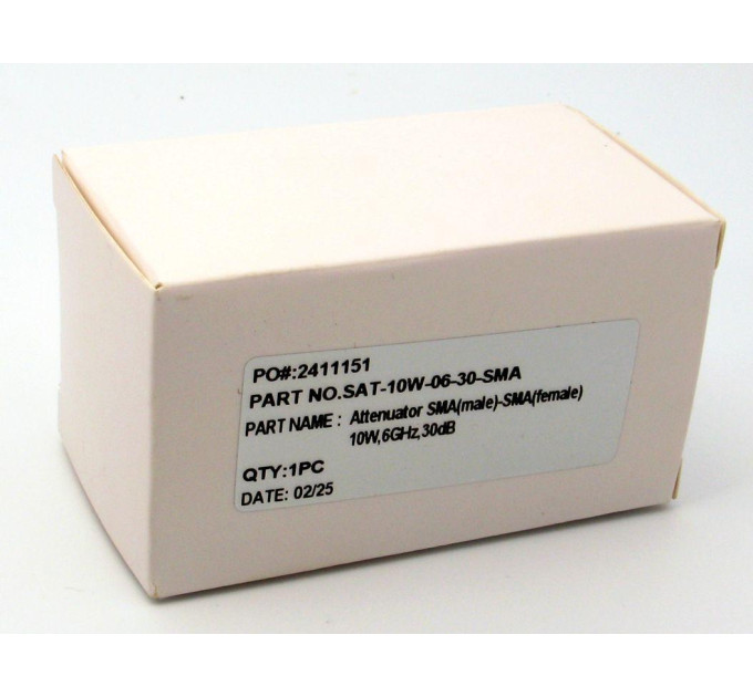Аттенюатор 10Вт, 6ГГц, 30дБ, SMA(m)- SMA(f)