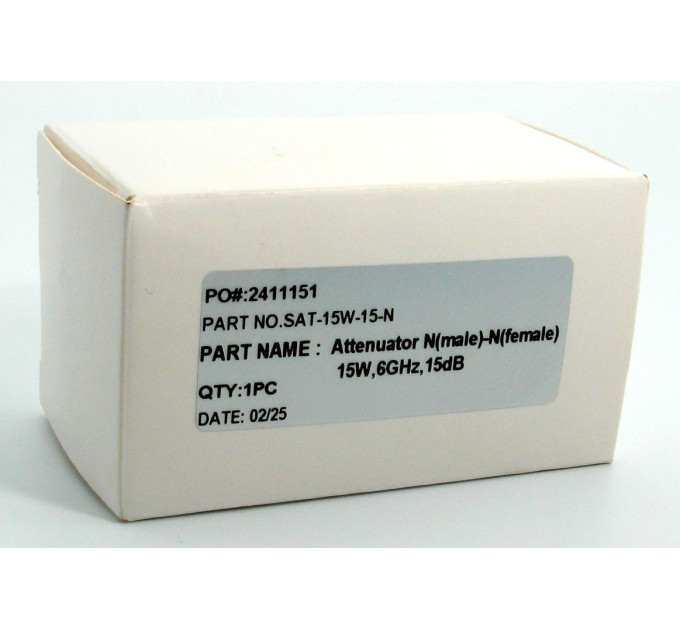 Аттенюатор 15Вт, 6ГГц, 15дБ, N(male)- N(female)