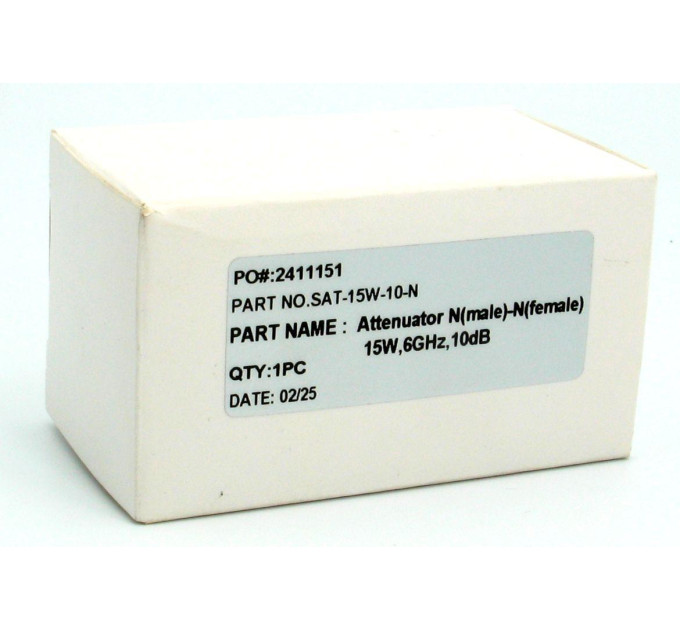 Аттенюатор 15Вт, 6ГГц, 10дБ, N(male)- N(female)