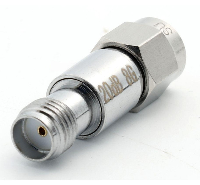 Аттенюатор 2Вт, 8ГГц, 20дБ, SMA(m)- SMA(f)