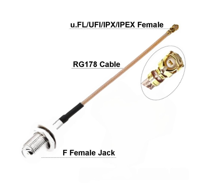 Пигтейл IPX U.fl RG178 - F female