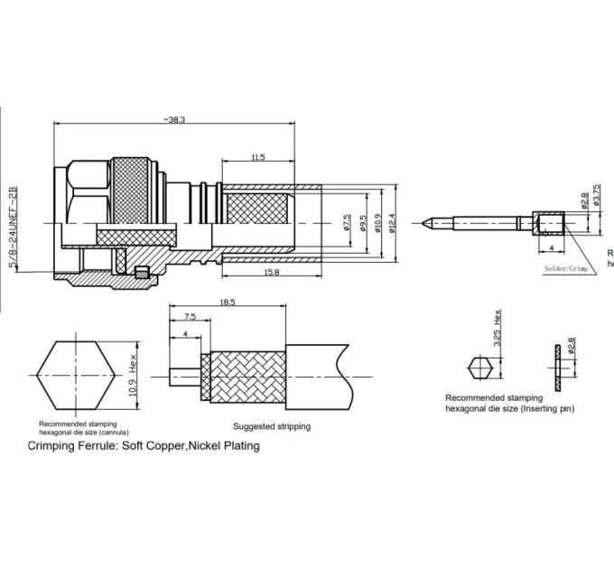 N-male для RG-8 MyCell NP-8 обжим